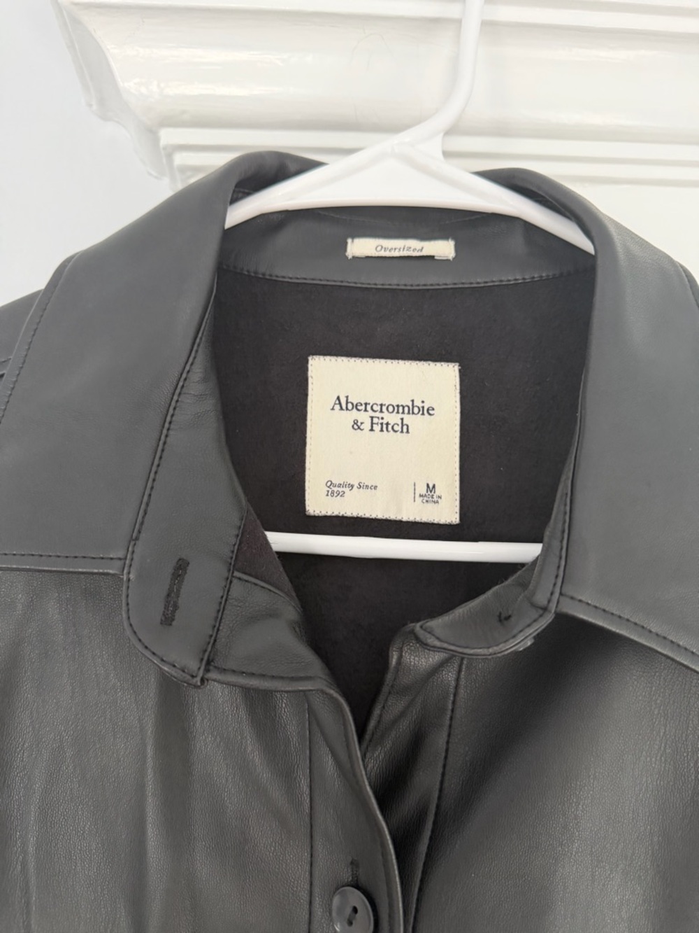 Abercrombie & Fitch Black Leather Button-Front Jacket